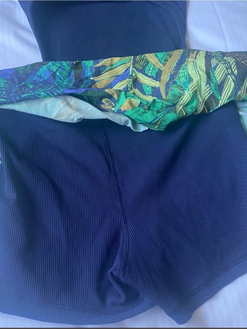 aerie Navy Ribbed Tank with Tropical Print Skirt - Picture 4 of 7